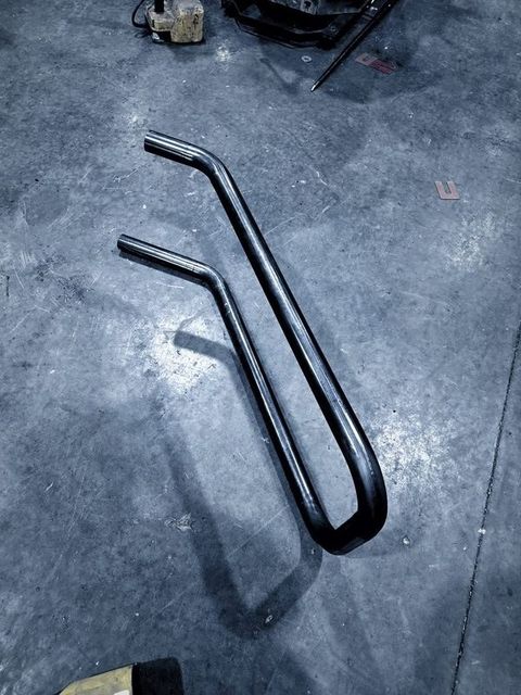 Two hairpin bends in round bar on the shop floor